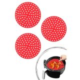 Buffer 3 Adet Isıya Dayanıklı Yıkanılabilir Silikon Airfryer Pişirme Matı, 20 cm, Yuvarlak, Kırmızı TYC00738802964