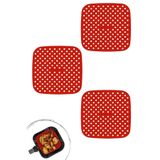 Buffer 3 Adet Isıya Dayanıklı Yıkanılabilir Silikon Airfryer Pişirme Matı, 21,5 cm, Kare, Kırmızı TYC00738717114