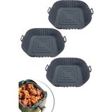 Buffer 3 Adet Isıya Dayanıklı Yıkanılabilir Silikon Fırın ve Airfryer Kare Pişirme Matı, 20