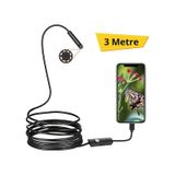 BUFFER® 3 Metre Android Telefon Uyumlu 6 LED Işıklı Su Geçirmez Endoskop / Boroskop Yılan Kamera HD