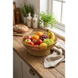 Buffer ® 31 cm Plastik Rattan Servis Çanağı – Doğal Hasır Görünümlü Dekoratif Meyve, Ekmek ve Sunum K