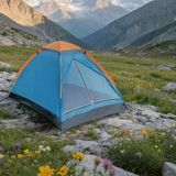 Buffer® 4 Kişilik Kamp Çadırı Manuel Kurulum Düz Kapılı Outdoor Dayanıklı Kamp Doğa Çadırı 200 x 200 x 110 cm
