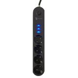 Buffer 4'lü 2 m Siyah Anahtarlı 3 USB Akım Korumalı Topraklı Çocuk Korumalı Grup Priz