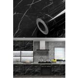 Buffer ® 5 mt X 60 Cm Mermer Desenli Masa Tezgah Mutfak Su Geçirmez Yapışkanlı Folyo Sticker Siyah
