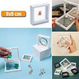 BUFFER® 9x9 cm Standlı 3D Takı Ziynet Hatıra Koleksiyon Saklama Kutusu Şeffaf Film Çerçevesi