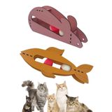 Buffer Ahşap 2 Toplu Eğimli Balık Şekilli Oyuncak Ve 2 Toplu Fare Şekilli Tahta Kedi Oyuncağı Seti