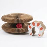 Buffer Akordiyon Karton Kedi Tırmalama Oyuncağı Mıknatıslı Katlanabilir Etkileşimli Kedi Oyuncağı,pençe Tahtası kahverengi