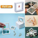 Buffer Buffer® 11 x 11 cm Standlı 3D Takı Ziynet Hatıra Koleksiyon Saklama Kutusu Şeffaf Film Çerçevesi