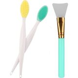 Buffer Buffer® 2li Silikon Maske Sürme Spatulası + 2li Dudak Burun Peeling Etkili Temizleme Fırçası - 1 Adet