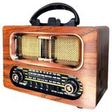 BUFFER® Büyük Boy Retro, Nostaljik, Ahşap Tasarım Bluetooth Hoparlörlü, Şarjlı, Taşınabilir FM/AM De