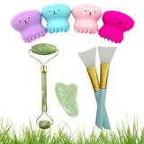 Buffer® Çift Taraflı Jade Roller Yeşim Taşı + 2li Maske Fırçası + Siyah Nokta Temizleyici Bakım Seti