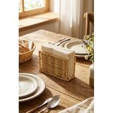 BUFFER Dekoratif Dikdörtgen Peçetelik, Doğal Hasır Dokulu Plastik Rattan, Masaüstü Peçete Standı, 15x9x5.5 cm