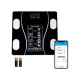 Buffer Dijital Baskül Yağ Ölçer Fonksiyonlu Akıllı Baskül Bluetooth Bağlantılı Tartı siyah