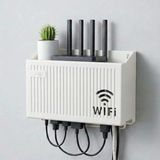 Buffer ® Duvar Tipi Wi-Fi Modem Saklama Kutusu(Beyaz) – Kablo Düzenleyici Router Raf Organizer