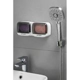 Buffer Duvara Monte İkili Kapaklı Plastik Sabunluk Organizer, Banyo ve Mutfak için Yapışkanlı Sabun Kutusu, 25.5x9.5x5 cm