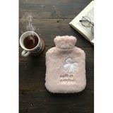 BUFFER Hello Everyone Yazılı Pembe Peluş Sıcak Su Torbası, 1 Lt, Yumuşak Kılıf, Uzun Süre Sıcak Tutan Termal
