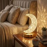Buffer Hilal Ay Model Kristal Led Masa Lambası Dokunmatik, 3 Renk Işık Modlu, Şarjlı Mini Dekoratif Gece Lambası Şeffaf