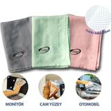 BUFFER® İz Bırakmayan Mikrofiber Temizlik Bezi 3'lü Set Cam ve Ayna Silme Toz Alma Temizlik Bezi