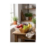Buffer Kare Dalgalı Çift Renkli Plastik Sepet, Ekmek ve Meyve Sepeti, 25X25X8 Cm, Yıkanabilir, Iç Içe Geçebilen, 3 Parça - Kestane Akaju - Option-1