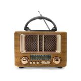 BUFFER® Küçük Mini Boy Retro Ahşap Tasarım Bluetooth Hoparlörlü Radyo – FM/AM Destekli, Şarjlı ve Ta