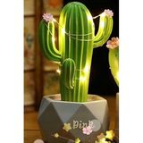 Buffer Led Işıklı Kaktüs Dekoratif Masa Lambası, Mini Biblo Gece Lambası, Yeşil
