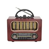 BUFFER® Orta Boy Retro Ahşap Tasarım Bluetooth Hoparlörlü Radyo – FM/AM Destekli, Şarjlı ve Taşınabi