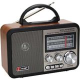 Buffer® Orta Boy Retro, Nostaljik, Ahşap Tasarım Bluetooth Hoparlörlü, Şarjlı, Taşınabilir Fm/am Destekli Radyo NS-8897 - Kahverengi