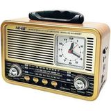 Buffer® Orta Boy Saat Göstergeli Retro Ahşap Tasarım Bluetooth Hoparlörlü Radyo – Fm/am Destekli, Şarjlı ve Taşınabilir Radyo NS-8898