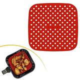 BUFFER® Renkli Isıya Dayanıklı Yıkanılabilir Silikon Fırın Ve Airfryer Kare Model Pişirme Matı 21,5 Cm (kırmızı)