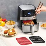 BUFFER® Renkli Isıya Dayanıklı Yıkanılabilir Silikon Fırın Ve Airfryer Kare Model Pişirme Matı 21,5 Cm (siyah)