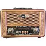 Buffer® Retro, Nostaljik, Ahşap Tasarım Bluetooth Hoparlörlü, Şarjlı, Taşınabilir Otantik Tasarımlı Fm/am Destekli Radyo NS8098 - Kahverengi