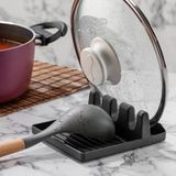 BUFFER® Tencere Kapak Tutuculu Kaşıklıklı Tencere Kapağı Standı Pratik Kaşık Kepçe Altlığı Düzenleyici Organizer