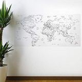 BUFFER® Yazılabilir Eğitici Dünya Haritası Manyetik Dekoratif Duvar Stickerı 110 x 56 cm