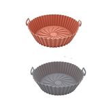 BUFFER® Yıkanılabilir Silikon Fırın Airfryer Yuvarlak Model Pişirme Matı Vizon Ve Gri 20 Cm