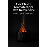 Bufs Alev Efektli Aromaterapi Hava Nemlendirici – Sessiz, Şık ve Ortam Işıklı Bonfire Tasarım - siyah
