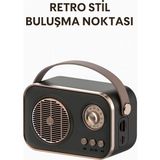 Bufs Retro Tasarımlı Mini Müthiş Ses Kalitesi | USB Şarjlı, Renkli, Şık ve Kompakt Bluetooth Hoparlör - Siyah