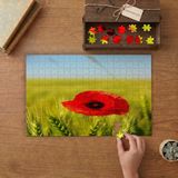 Buğday Tarlasında Gelincik Çiçeği Tasarımı 240 Parça Ahşap Puzzle Ahşap Kutuda MP10185