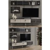 Buğdaycıgrup Hilton 200 Premium Duvar Tv Ünitesi Televizyon Sehpası Ünitesi 200 Cm 3 Çekmeceli Raflı