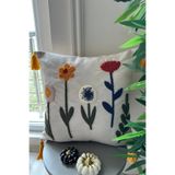 BUGİ HOME COLLECTİON Comfort Punch Desenli Kırlent Kılıfı Kare Dekoratif Bohem Nakışlı Koltuk Yastık Kılıfı panç