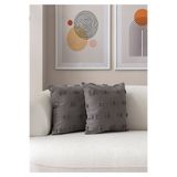 BUGİ HOME COLLECTİON İkili Punch İşlemeli Keten Kırlent Kılıfı 43x43cm, Dekoratif Kırlent Kılıfı Papyo