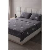 Bugi Home Collection Lalezar Çift Kişilik Yatak Örtüsü Seti – Şönil Kumaş, Lale Desenli, Punch Nakışlı, 240X260 Cm, Modern Çiçek Tasarımı - Antrasit - 240 x 260 cm