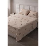 Bugi Home Collection Lalezar Çift Kişilik Yatak Örtüsü Seti – Şönil Kumaş, Lale Desenli, Punch Nakışlı, 240X260 Cm, Modern Çiçek Tasarımı - Cappucino - 240 x 260 cm