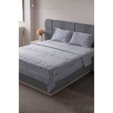 Bugi Home Collection Zen Baklava Desen Çift Kişilik Nakışlı Yatak Örtüsü Seti Şönil Kumaş Punch Nakışlı 240X260CM - Gri - 240 x 260 cm