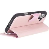 buğrahayalin iPhone 16 Plus Uyumlu Mıknatıslı Deri Cüzdan Magsafe Destekli, Kartlıklı Telefon Kılıfı - Pembe