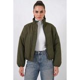 buğrahayalin Kadın Yüksek Yaka Bomber Şişme Oversize Haki Mont - 42