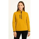 Buğrahayalin Polar Kazak – Dik Yaka, Yarım Fermuarlı, Fermuarlı Göğüs Cepli, Siyah Biyeli, Kışlık Rahat Regular Fit Günlük Model - Sarı - 2XL