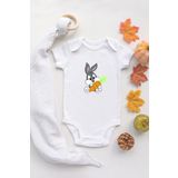 Bugs Bunny Organik Baskılı%100 Pamuklu Beyaz Çıtçıtlı Badi Zıbın, 3 Ay