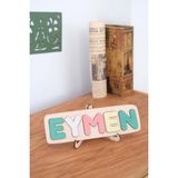 Bugula Ahşap Oyuncak İsimlik Puzzle 3-4-5 Harf Unisex Çocuk için İsme Özel Montessori Oyuncak Yeni Yaş Hediyesi - Sarı