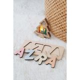 Bugula Öğretici Ahşap Oyuncak 6-7-8 Harf Pastel Montessori İsme Özel Puzzle Oda Dekorasyonu Bebek için Keyifli Ürün - Pembe