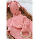 Bugula Tavşan Uyku Arkadaşı Diş Kaşıyıcısı SET 40x40cm Turuncu İlk Oyuncak Müslin Doğal Kumaş Baby Shower Hediyesi